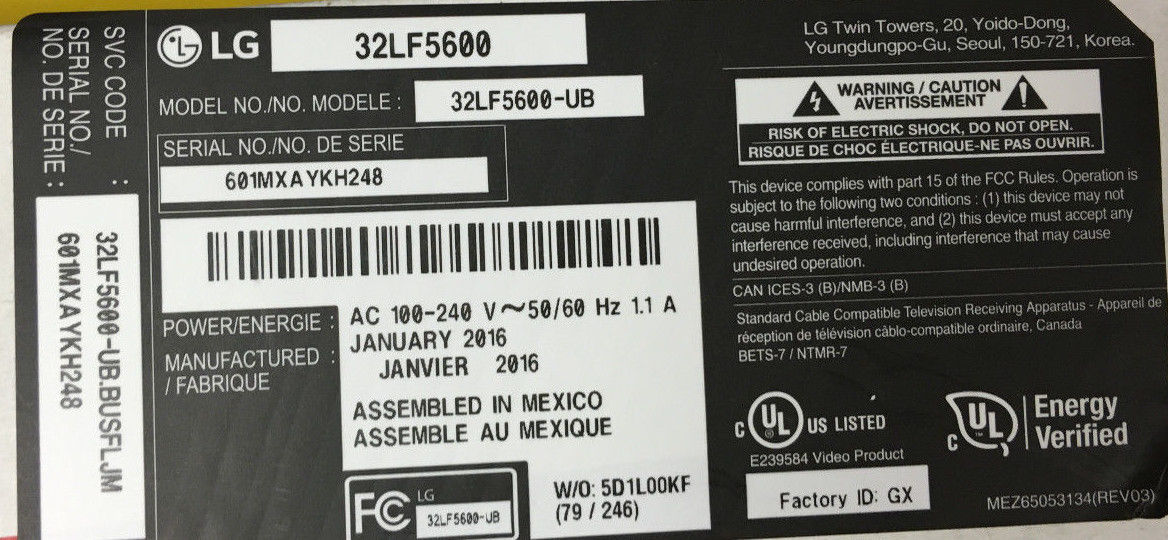 LG 32LF5600-UB TV LGP32D-15CH1 EAX66171501(2.1) POWER SUPPLY BOARD